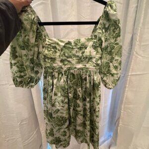 Abercrombie & Fitch Green Floral Puff Sleeve Mini Dress